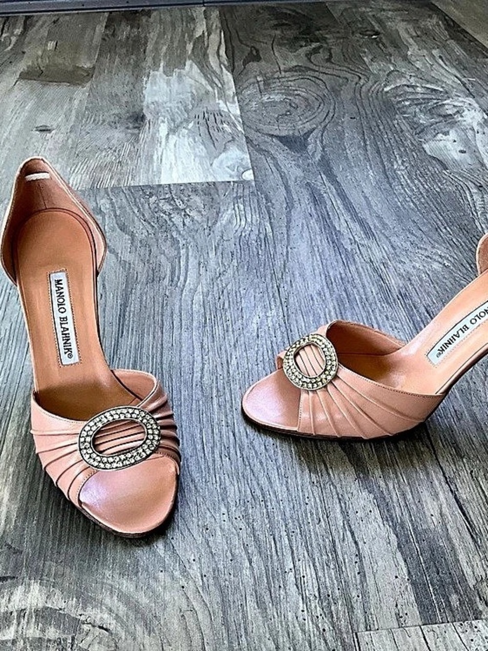 Never been worn - Manolo Blahnik Sedaraby D'Orsay Neutral Peep-Toe Pumps